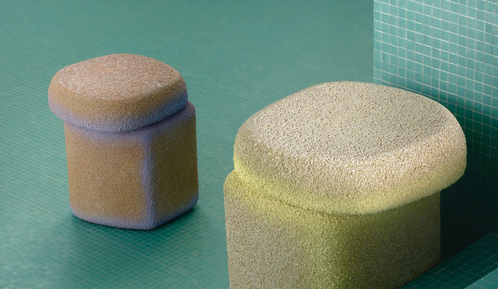Lifestyle photo of Lazzaro stools in an empty swimming pool